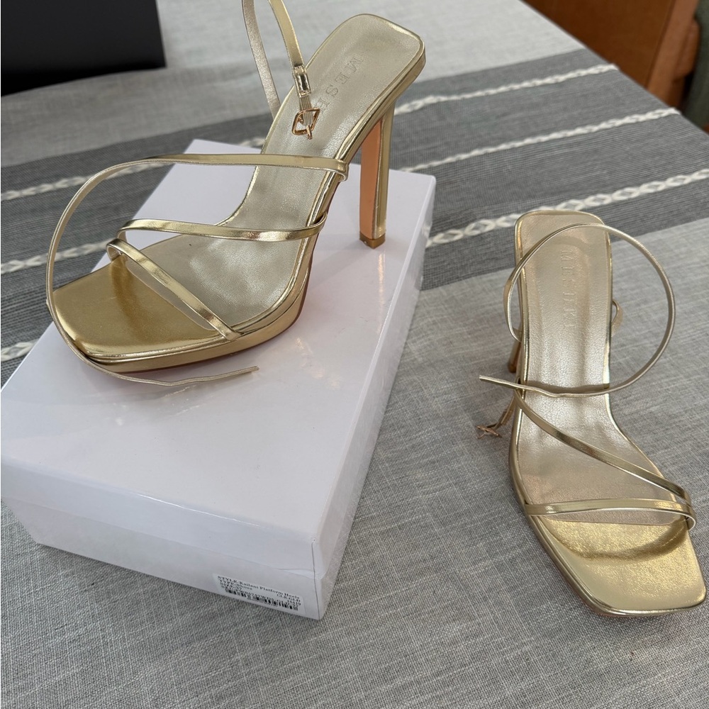 Meshki gold heels